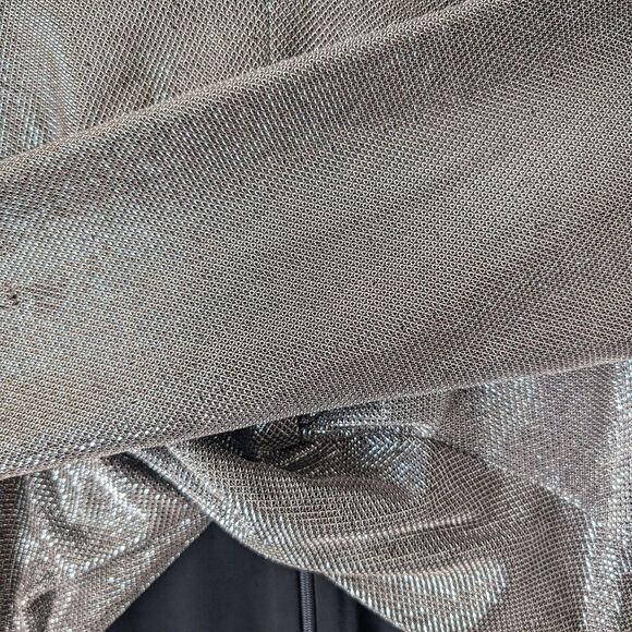 Black Halo Angie Jumpsuit Metallic Silver Black Flared Cutout Size 4 - Picture 9 of 16